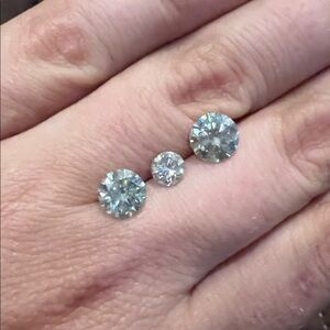 3pcs Sparkling Round Brilliant Cut Moissanite or Moissanite Coated CZ Loose Gems